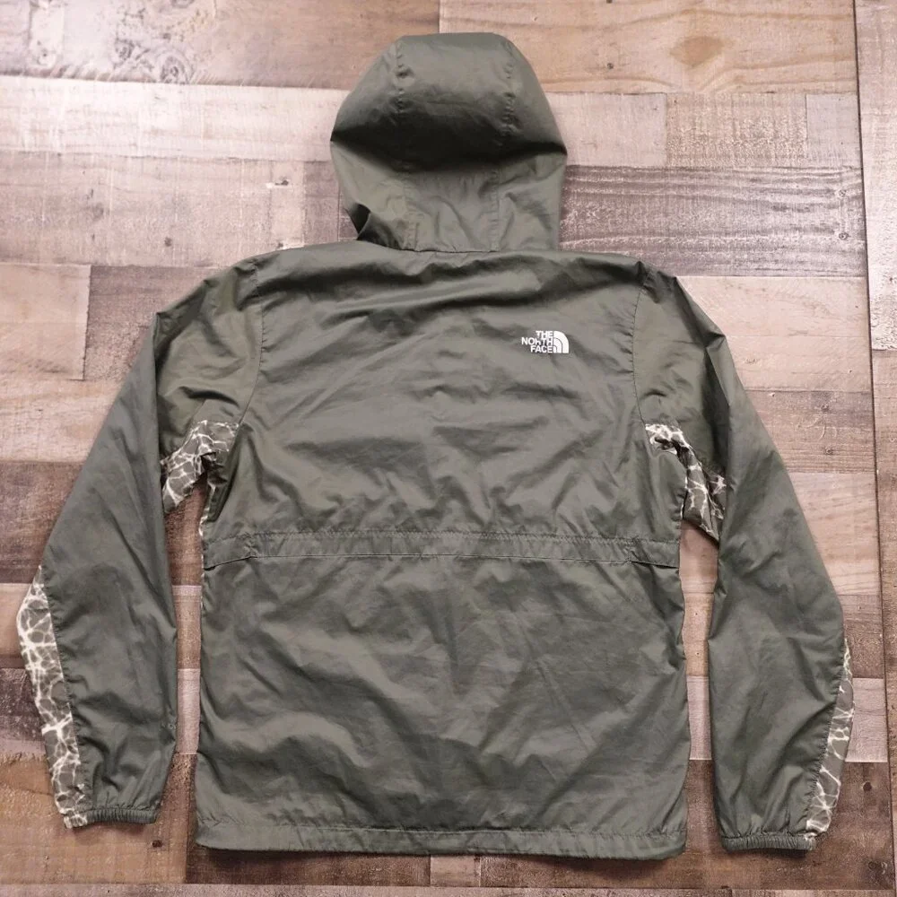 The North Face WindWall Full-Zip Hooded Jacket Men’s Medium Green‎ Gray Abstract